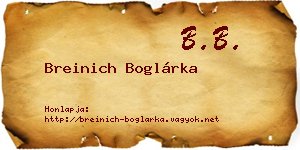 Breinich Boglárka névjegykártya